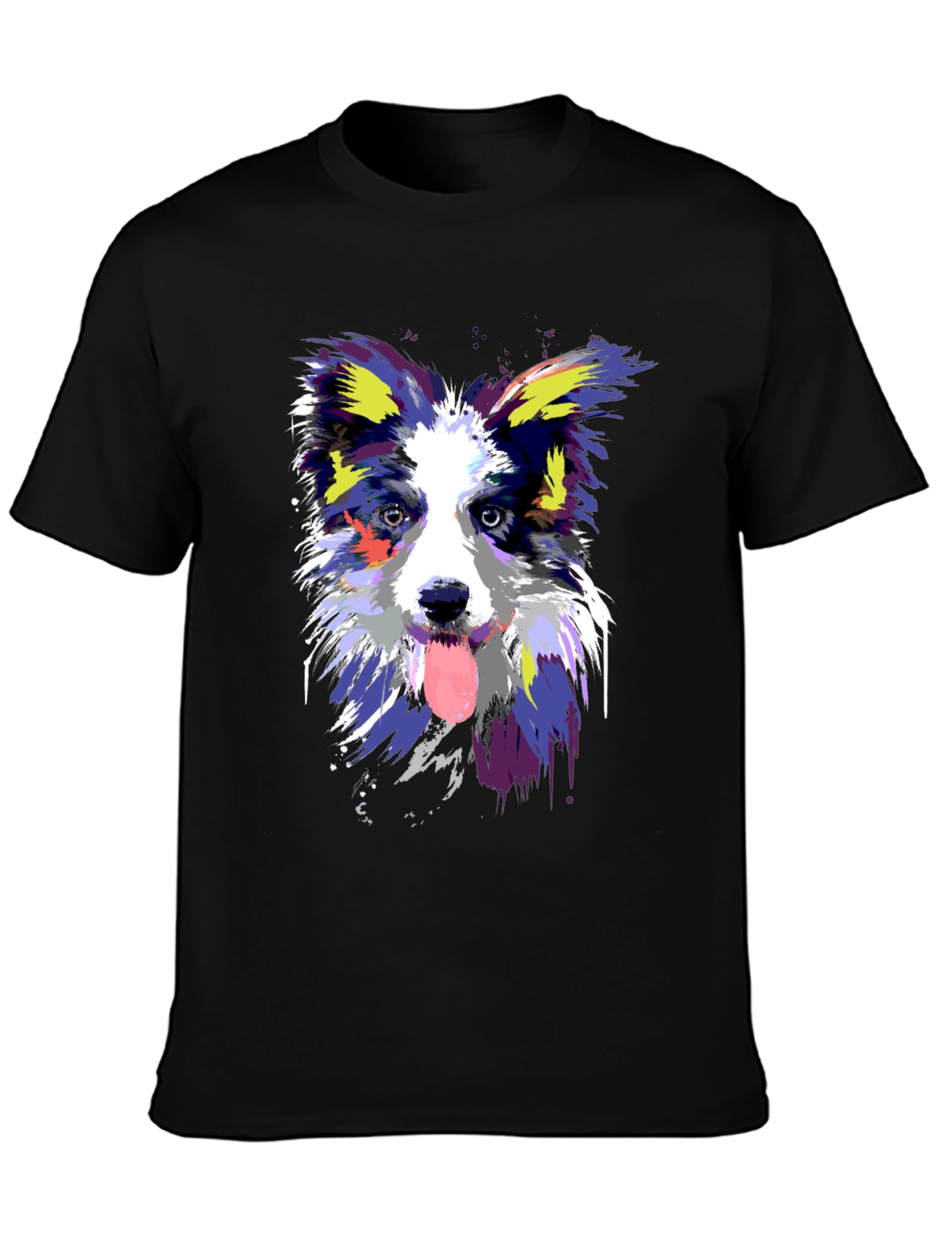 Colorful Dog Portrait Black T-Shirt