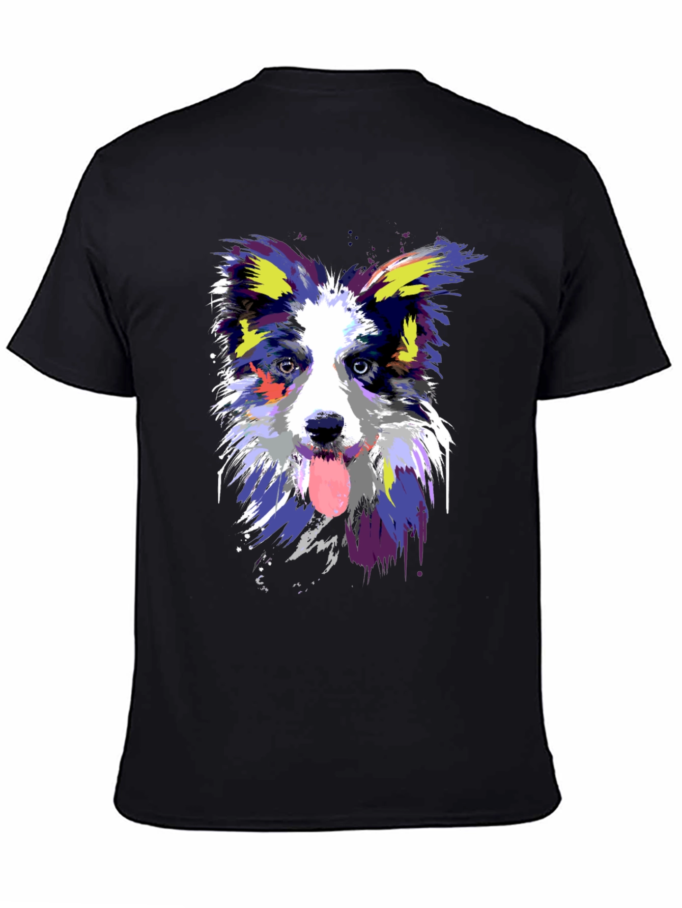 Colorful Dog Portrait Black T-Shirt