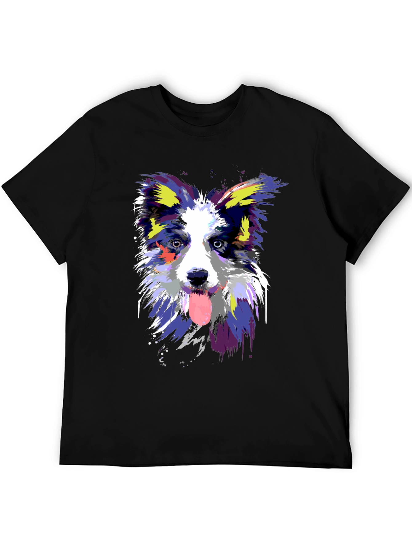 Colorful Dog Portrait Black T-Shirt