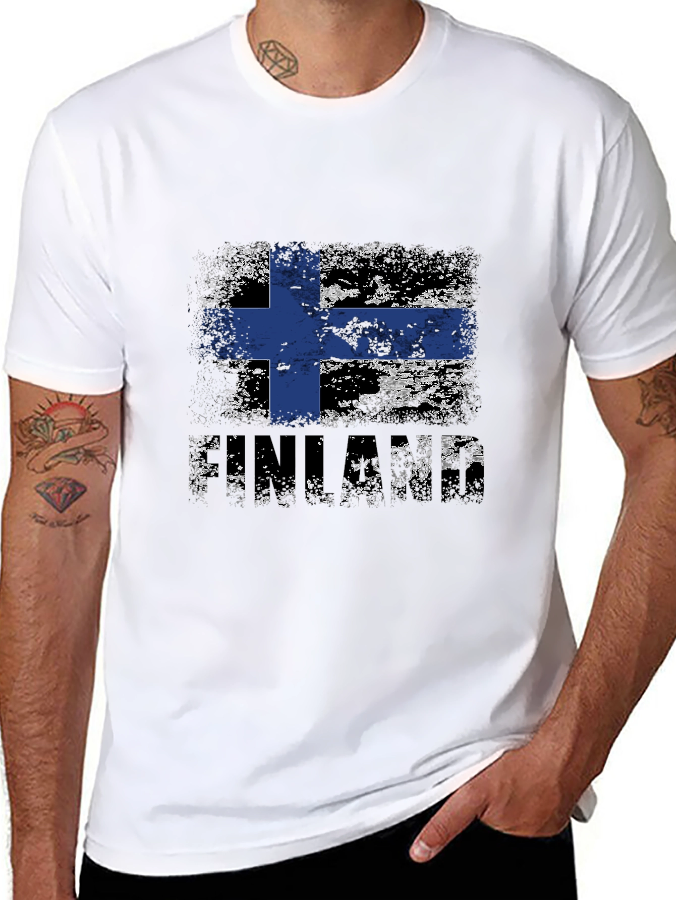 Finland Flag Distressed T-Shirt