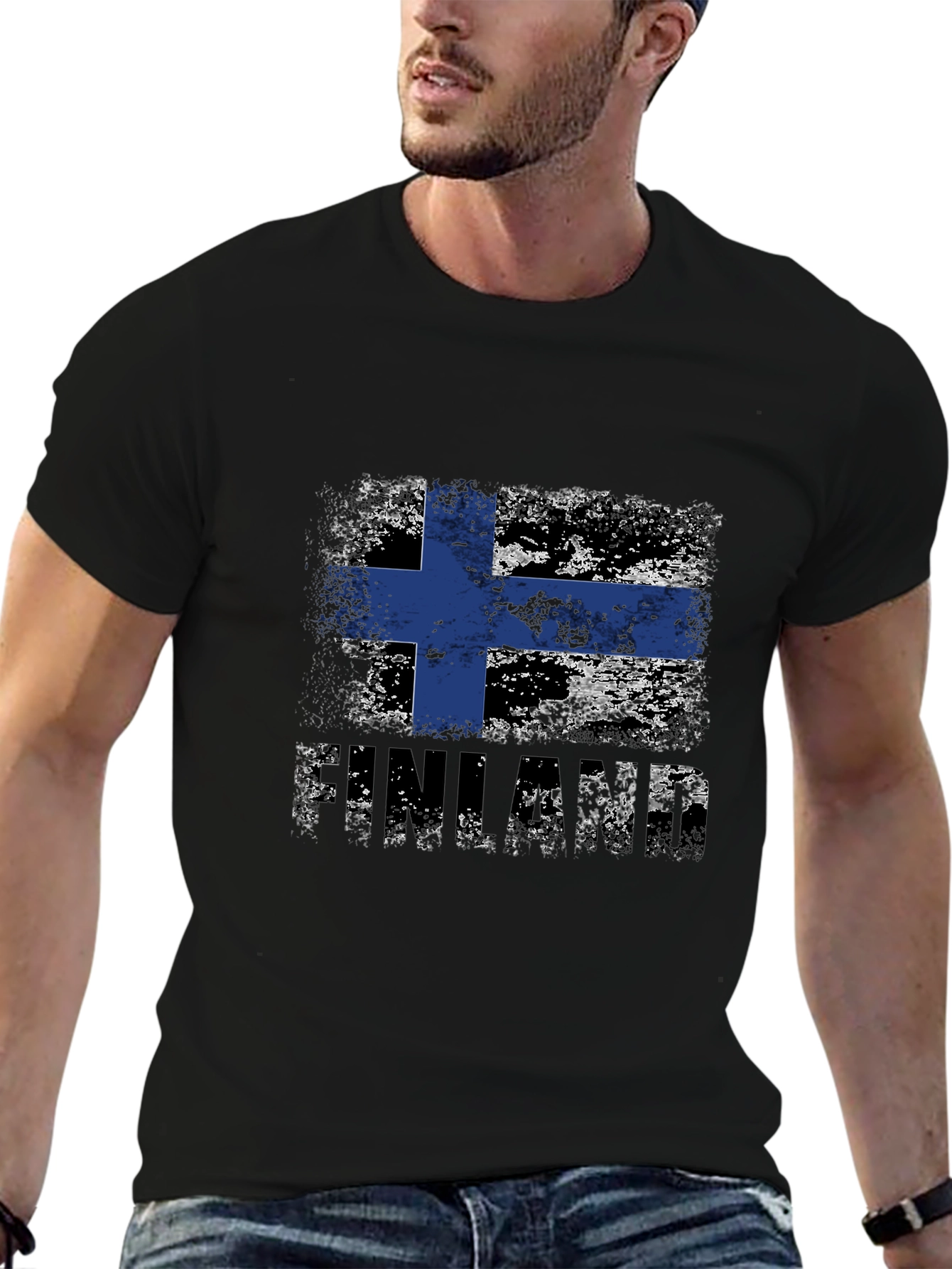 Finland Flag Distressed T-Shirt