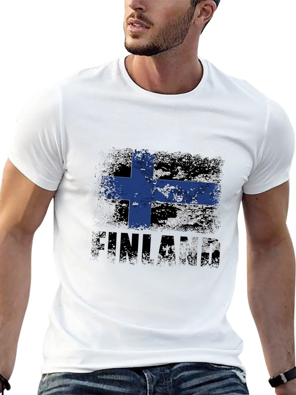 Finland Flag Distressed T-Shirt