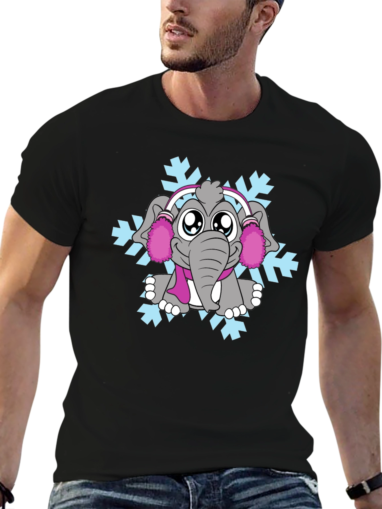 Elephant Snowflake Graphic Tee - Winter Style