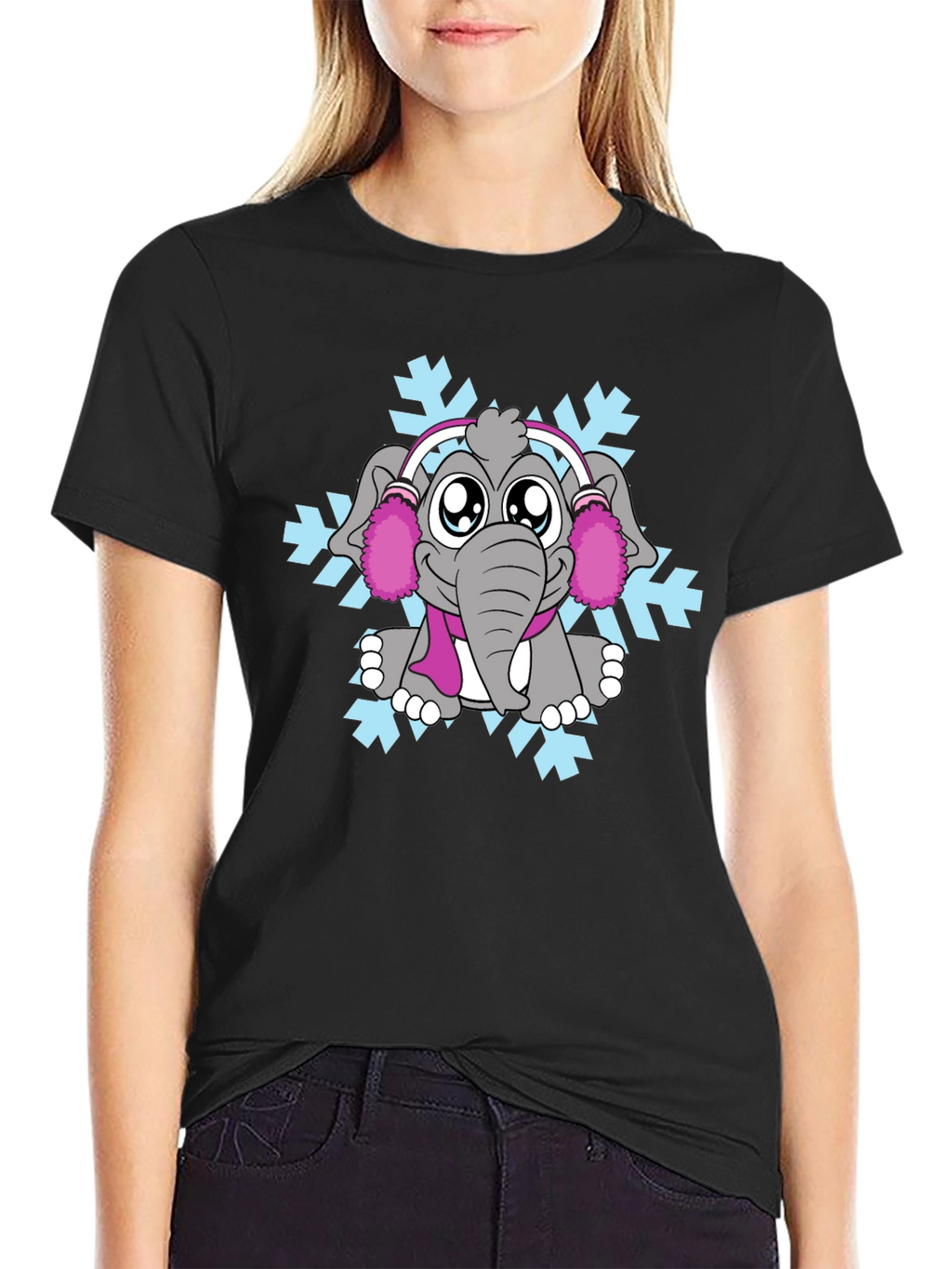 Elephant Snowflake Graphic Tee - Winter Style