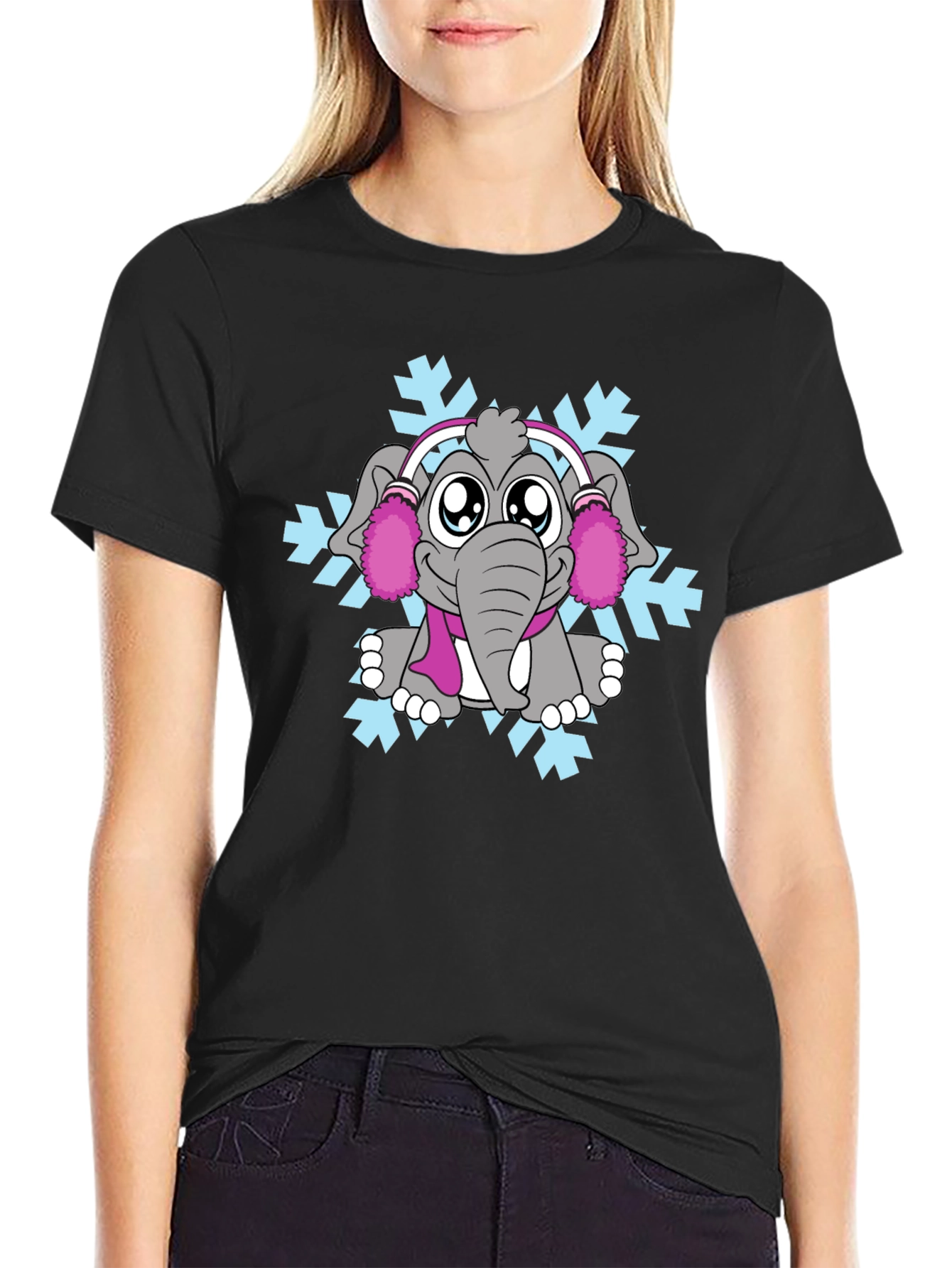 Elephant Snowflake Graphic Tee - Winter Style