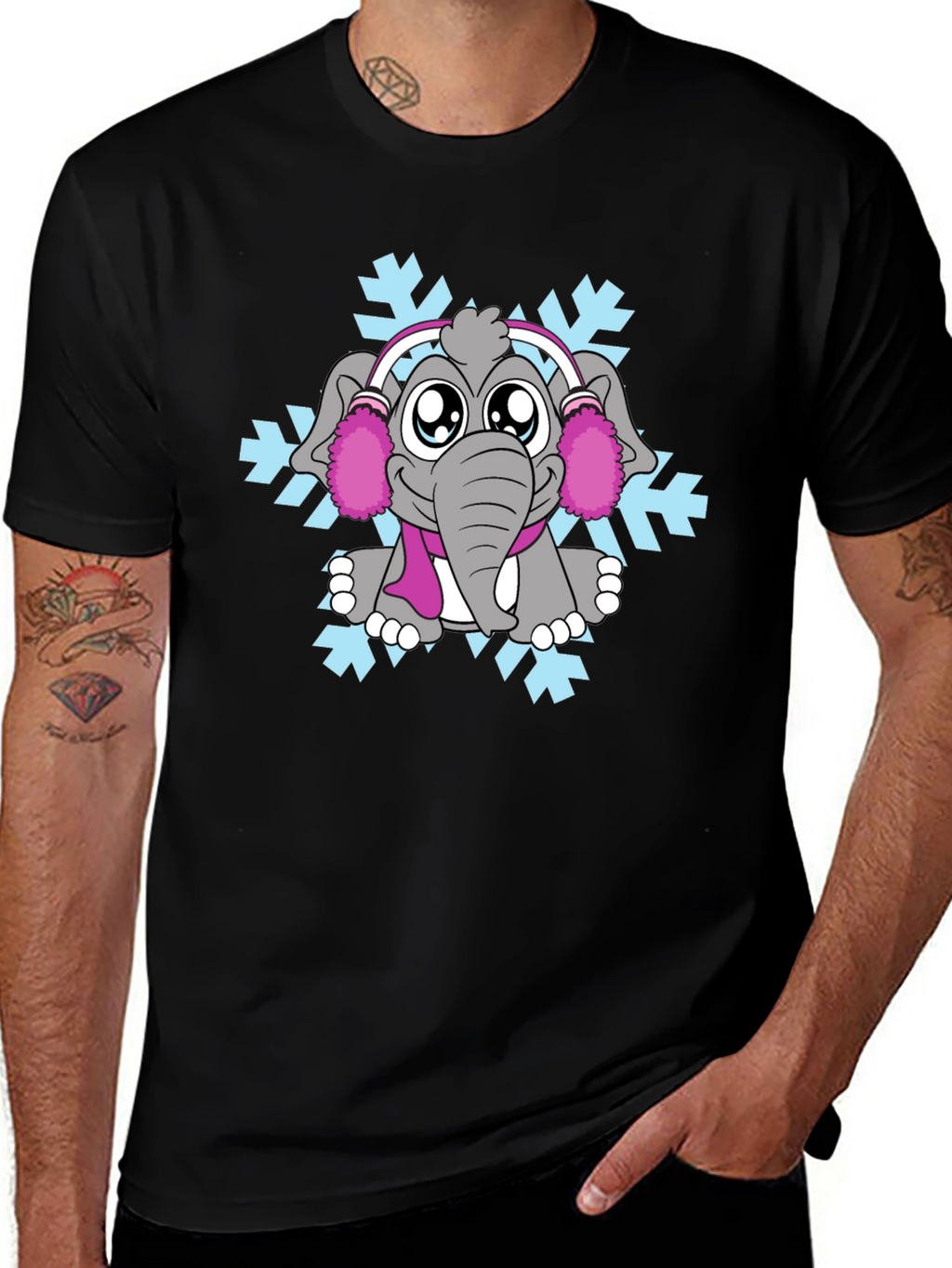 Elephant Snowflake Graphic Tee - Winter Style