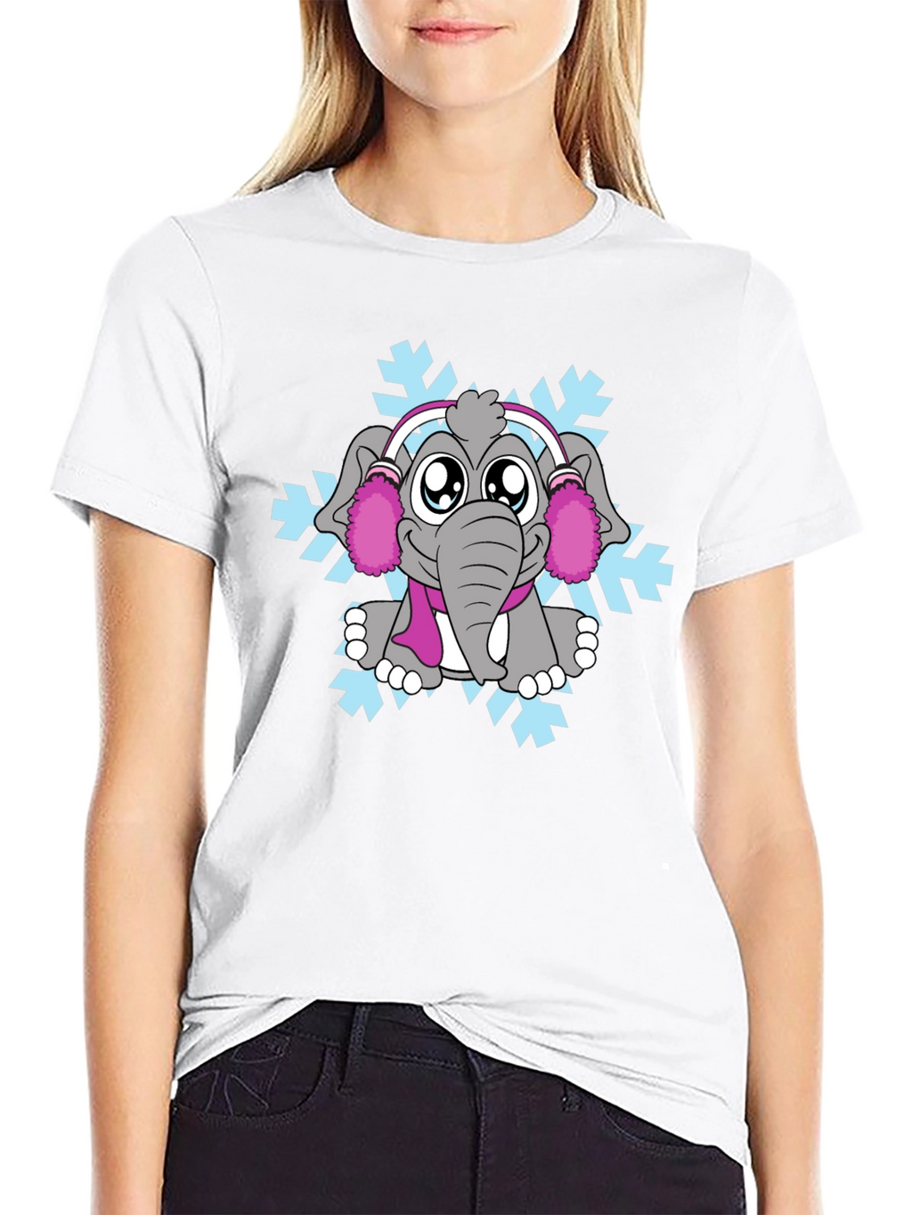 Elephant Snowflake Graphic Tee - Winter Style