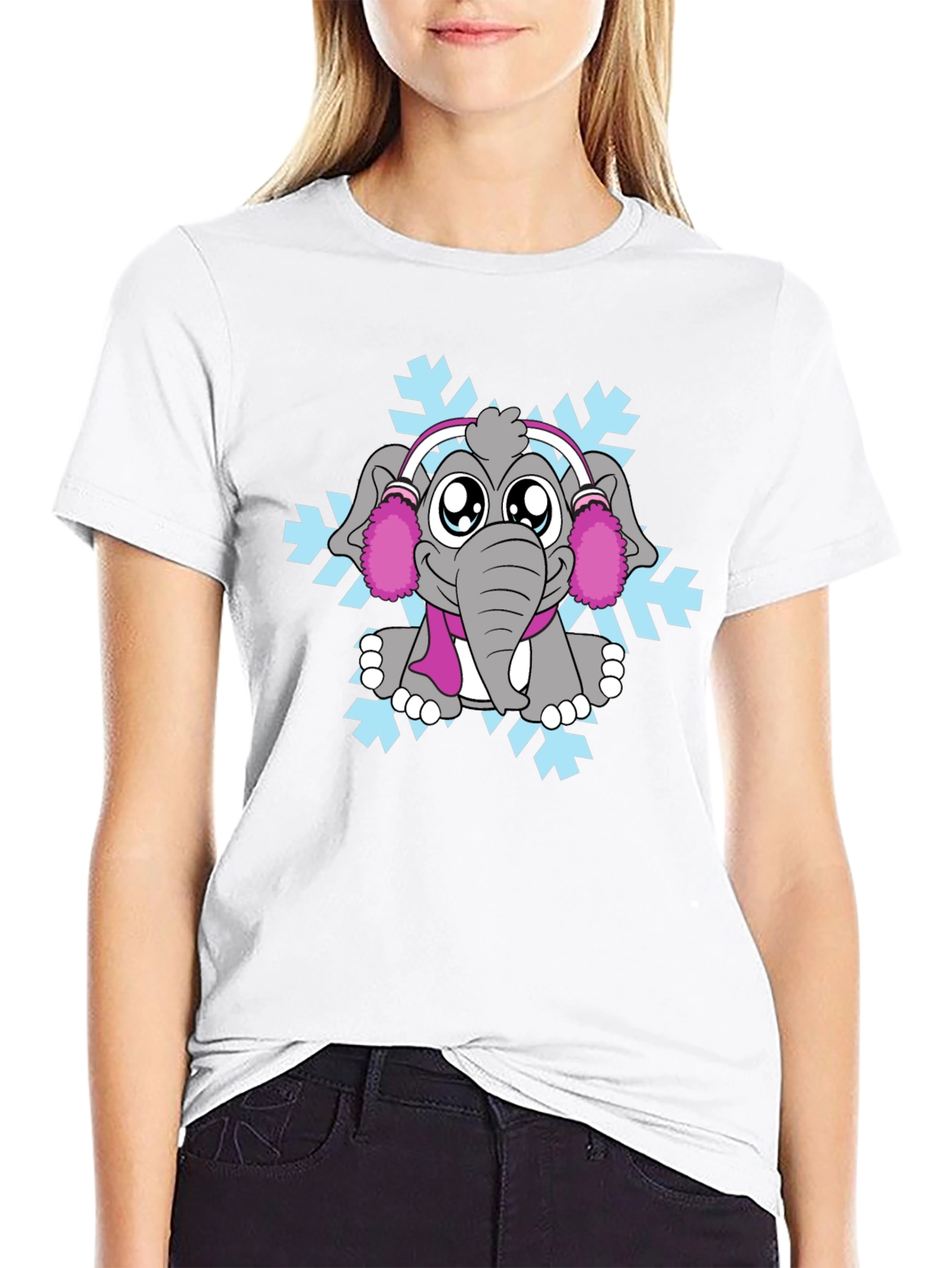 Elephant Snowflake Graphic Tee - Winter Style
