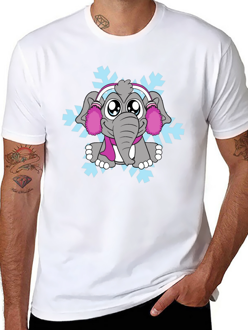 Elephant Snowflake Graphic Tee - Winter Style