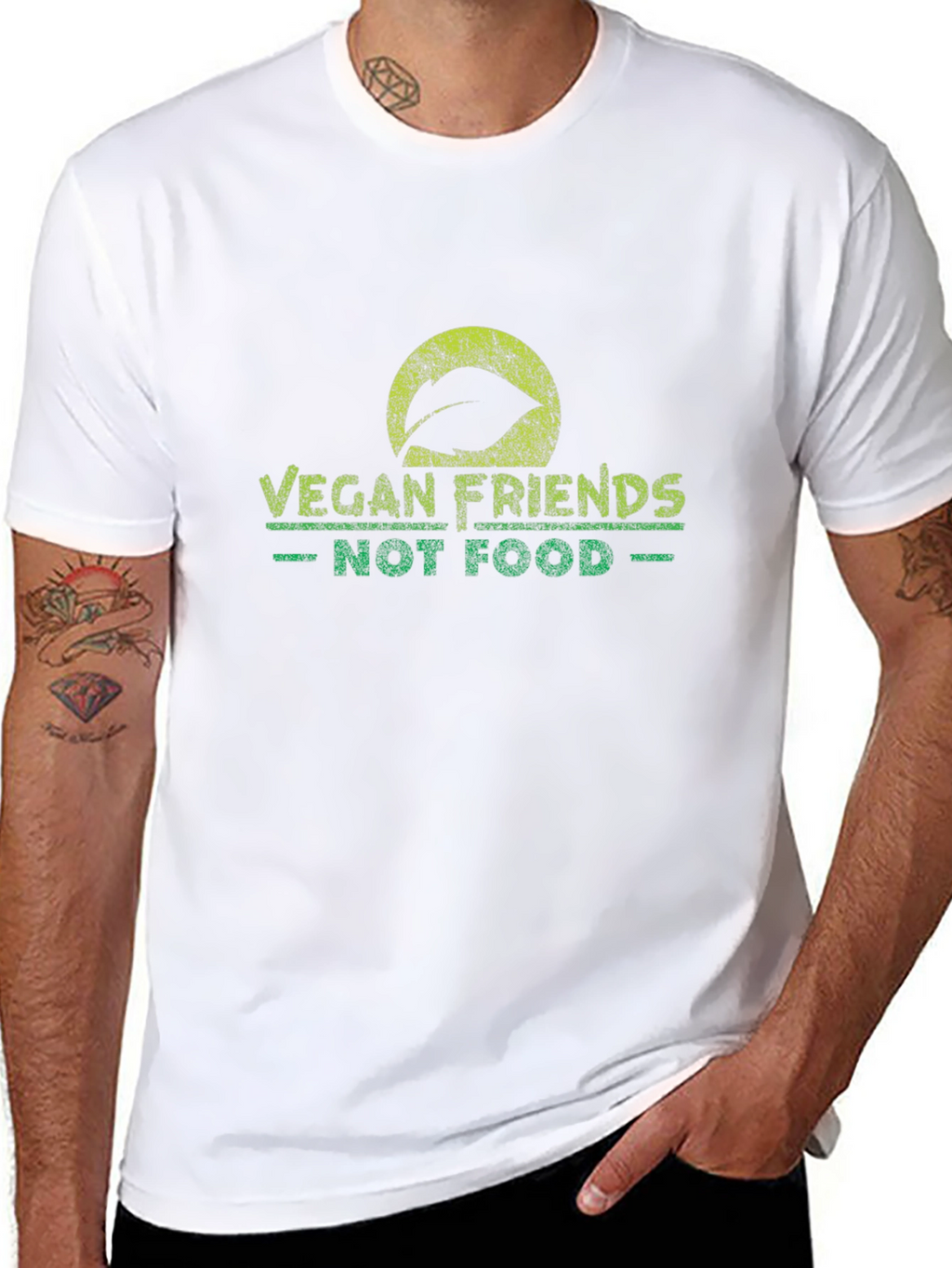 Vegan Friends Not Food Black T-Shirt