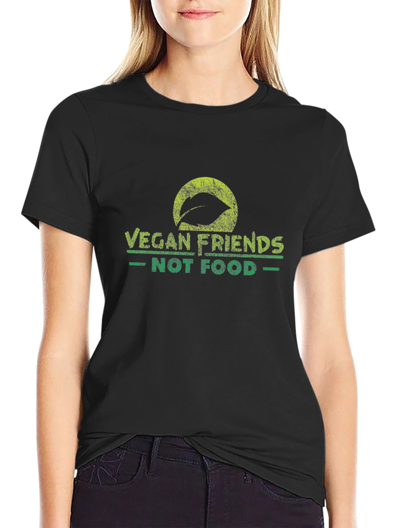 Vegan Friends Not Food Black T-Shirt