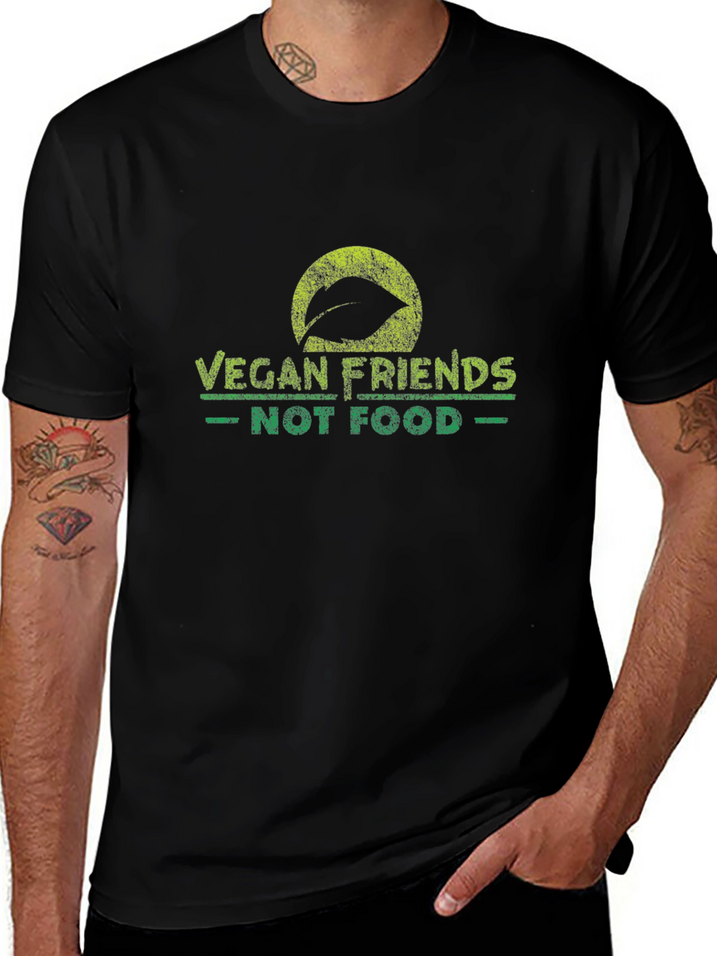 Vegan Friends Not Food Black T-Shirt