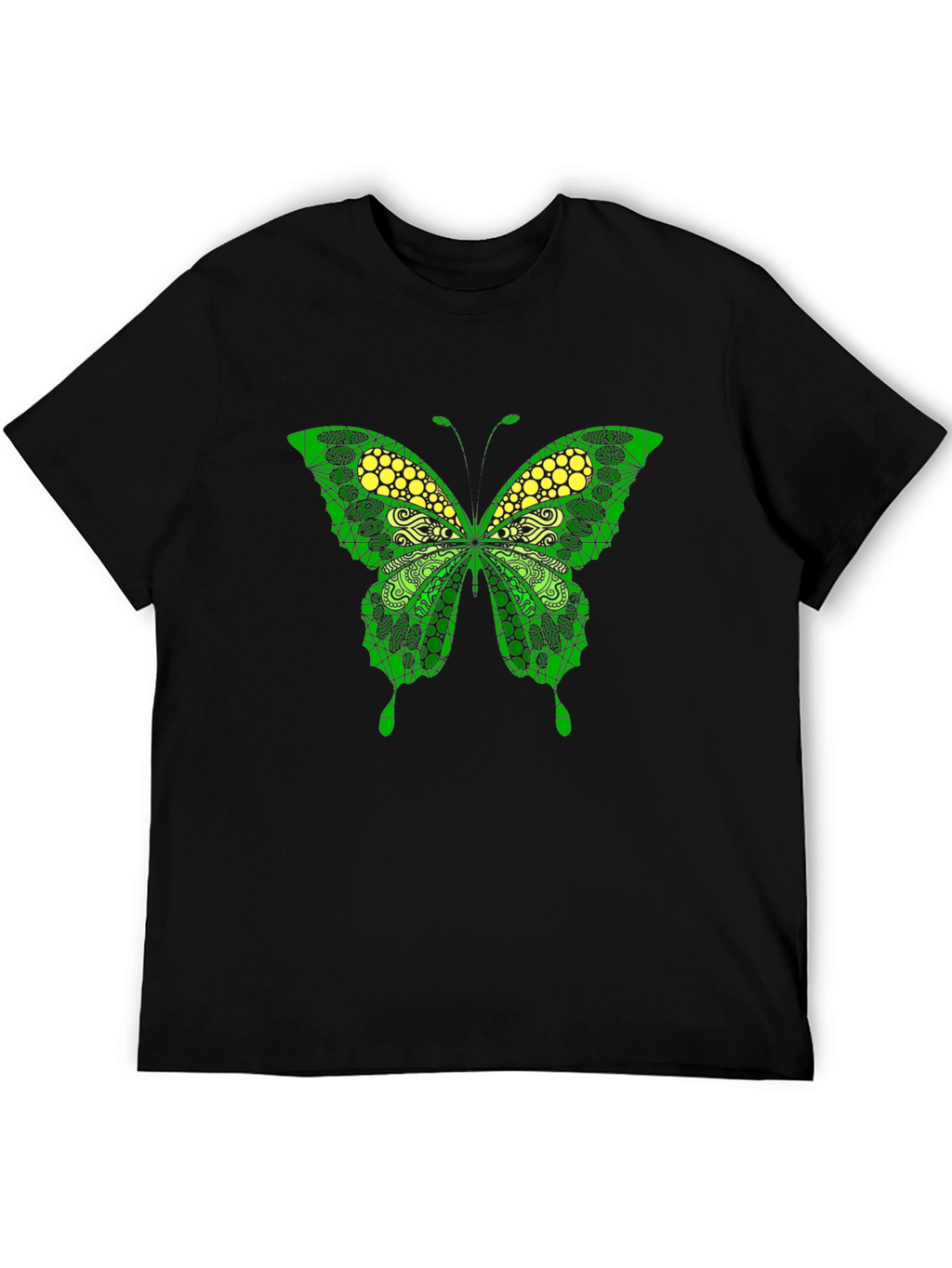 Butterfly Graphic Print Mens Black T-Shirt
