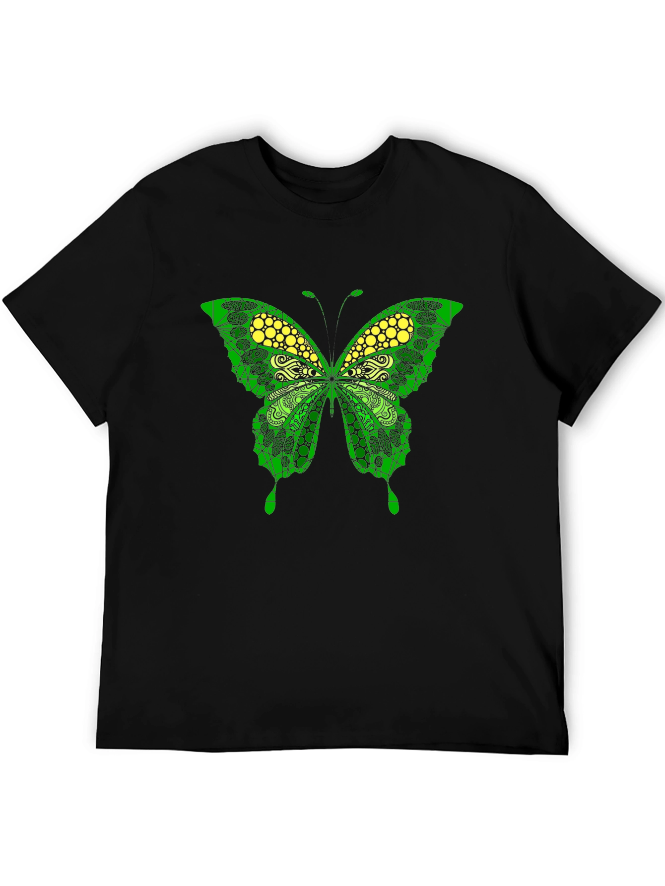 Butterfly Graphic Print Mens Black T-Shirt
