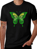 Butterfly Graphic Print Mens Black T-Shirt