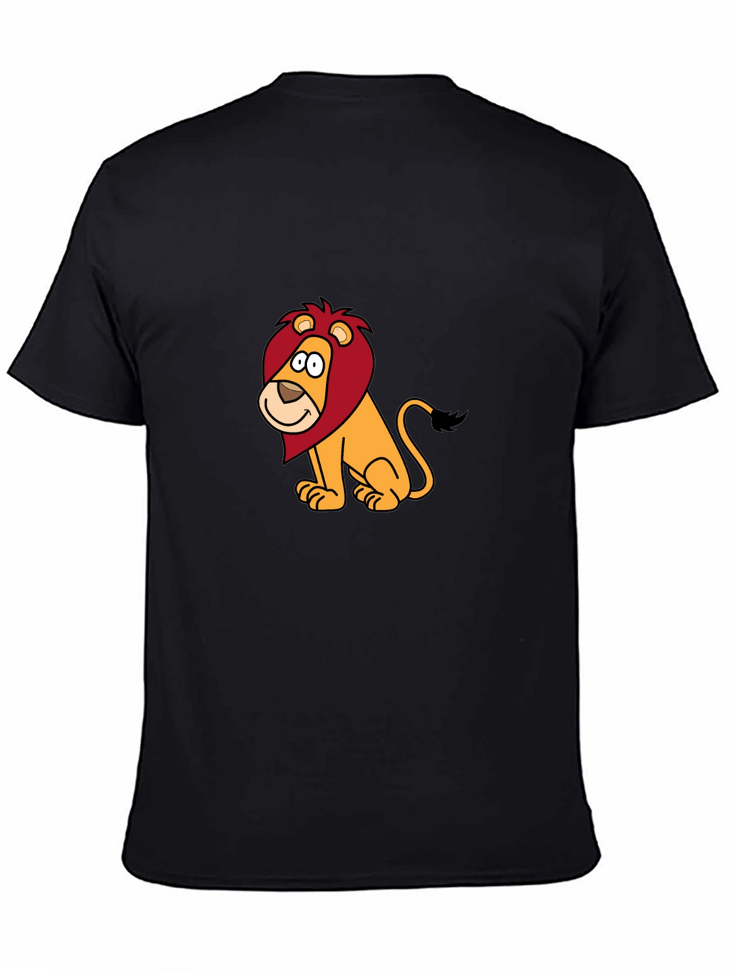 Cartoon Lion Graphic Black T-Shirt