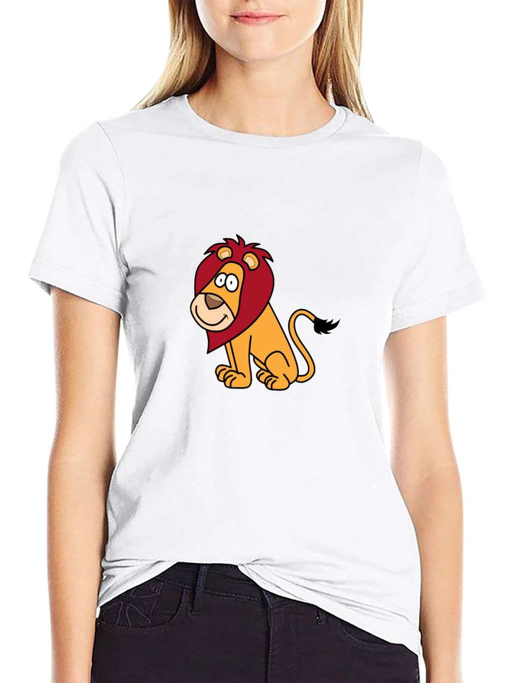 Cartoon Lion Graphic Black T-Shirt