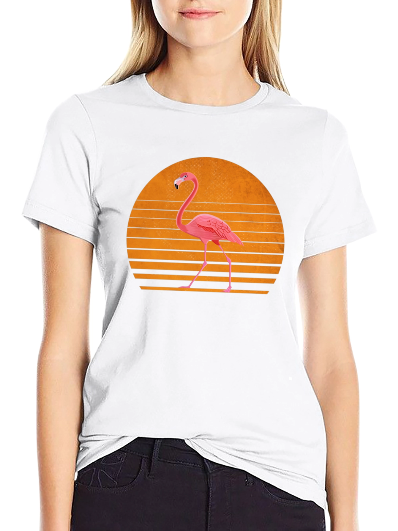 Retro Flamingo Sunset T-Shirt - Soft Cotton Blend