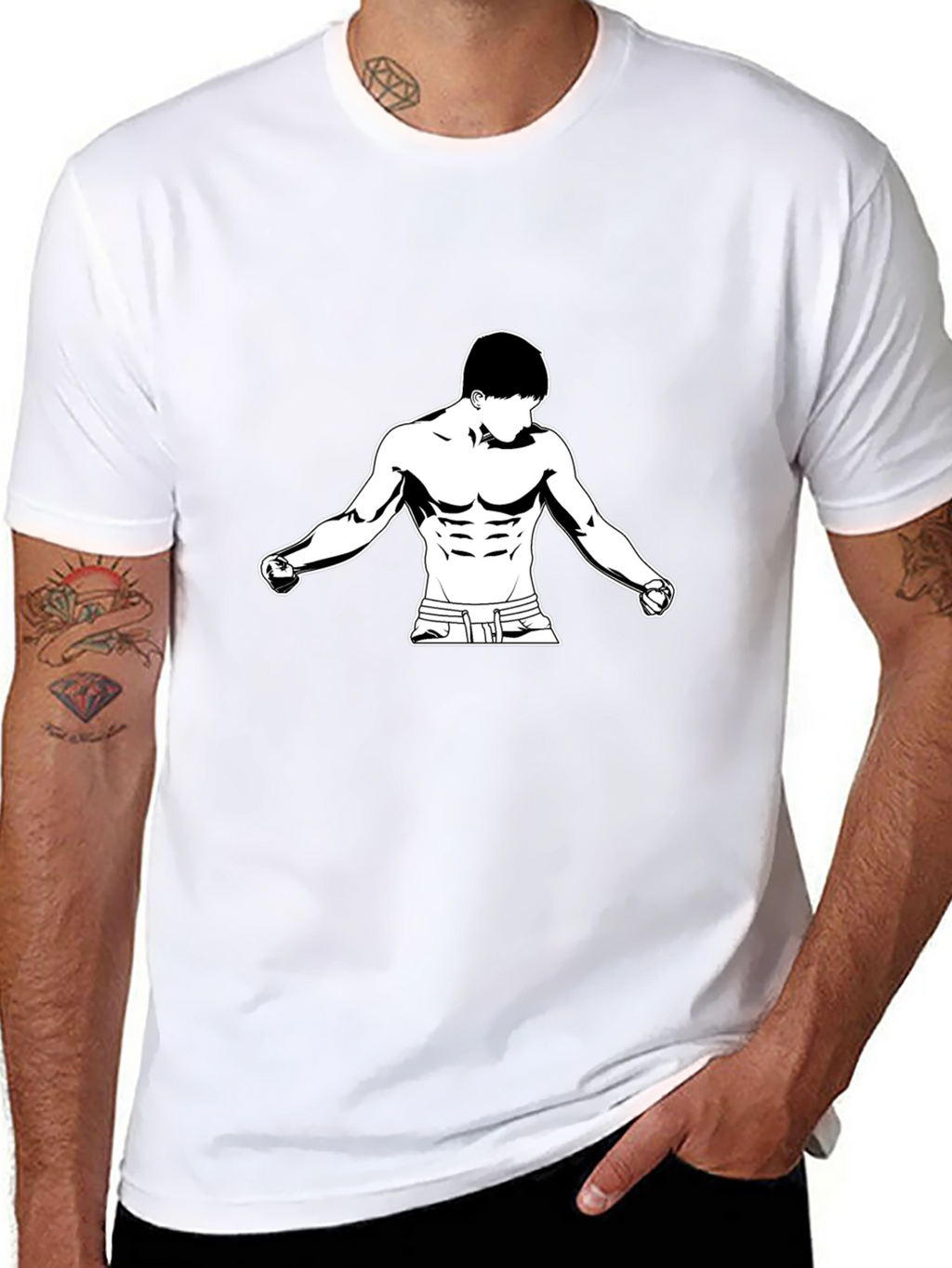 Black T-Shirt with Bodybuilder Design