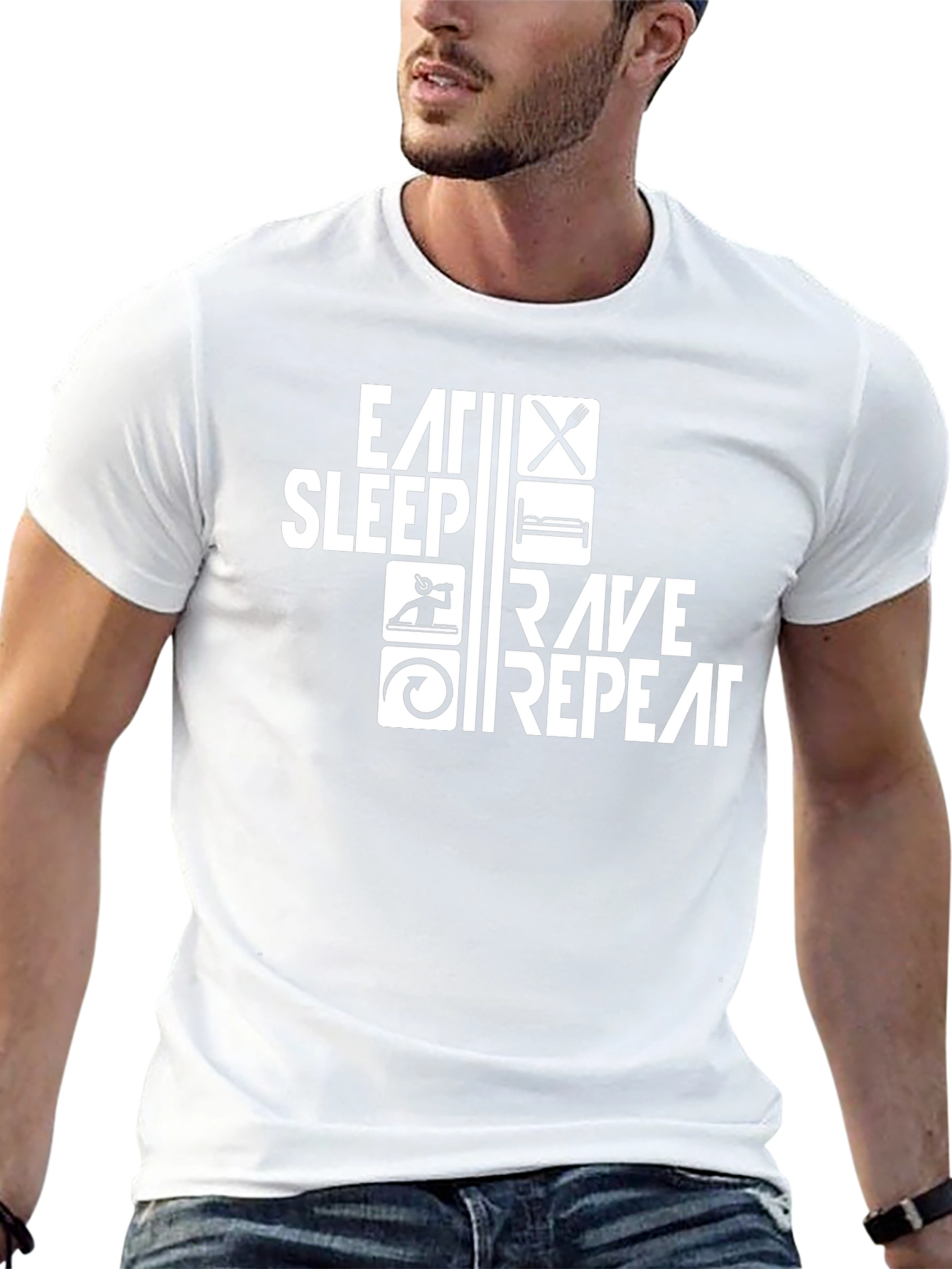 Eat Sleep Rave Repeat Black Graphic Tee