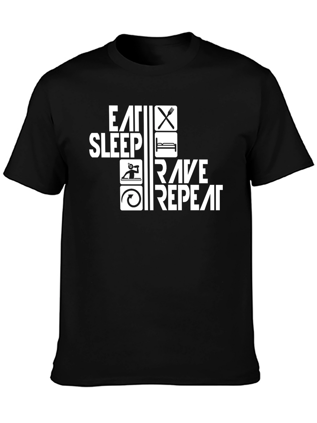 Eat Sleep Rave Repeat Black Graphic Tee