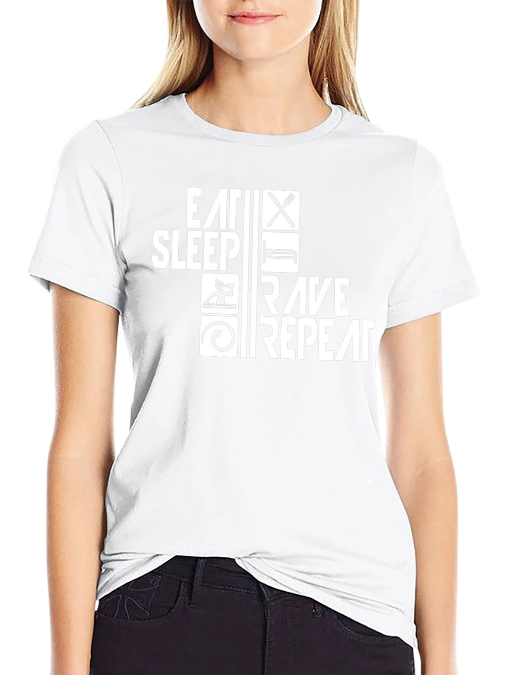 Eat Sleep Rave Repeat Black Graphic Tee