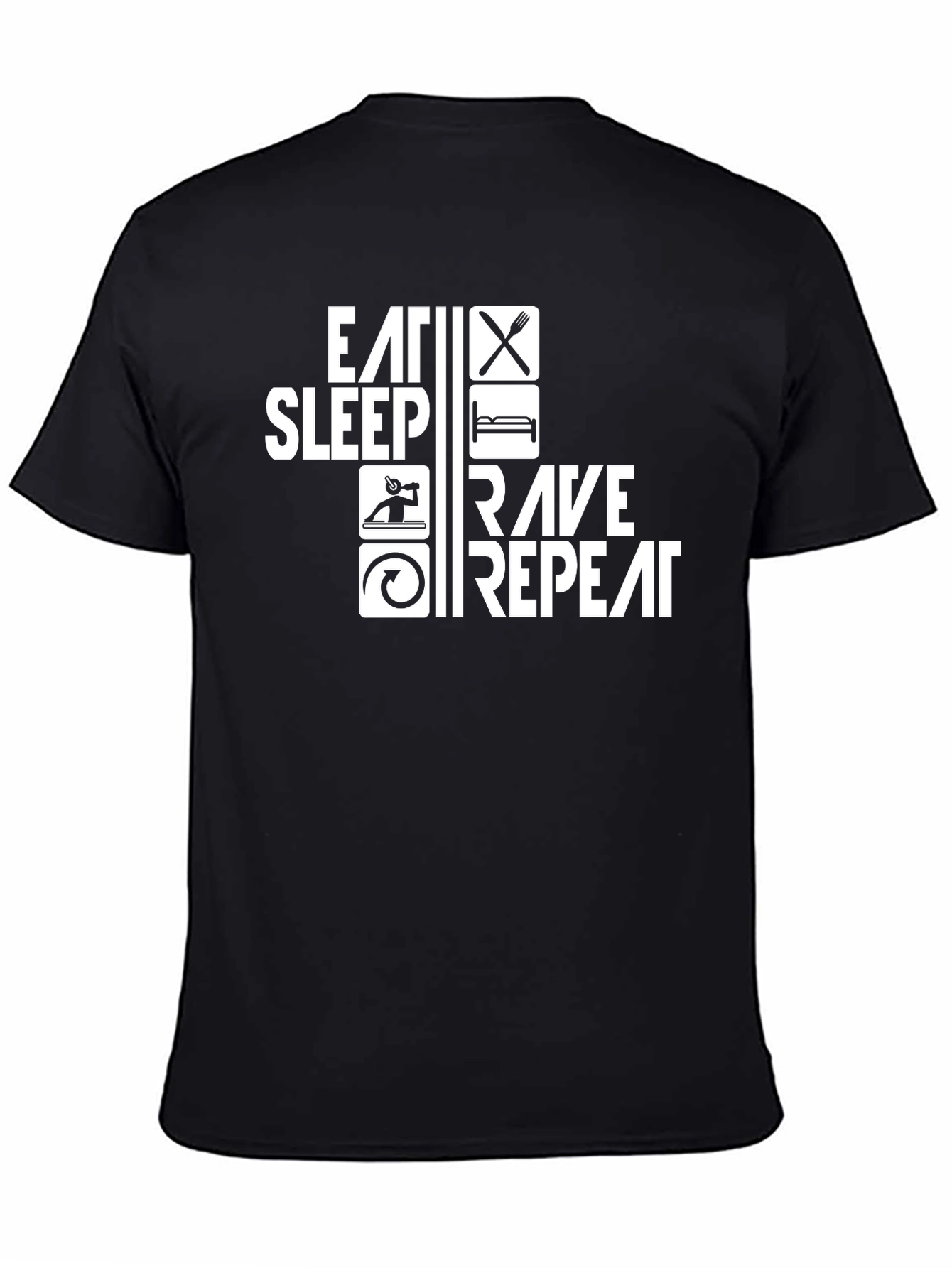 Eat Sleep Rave Repeat Black Graphic Tee