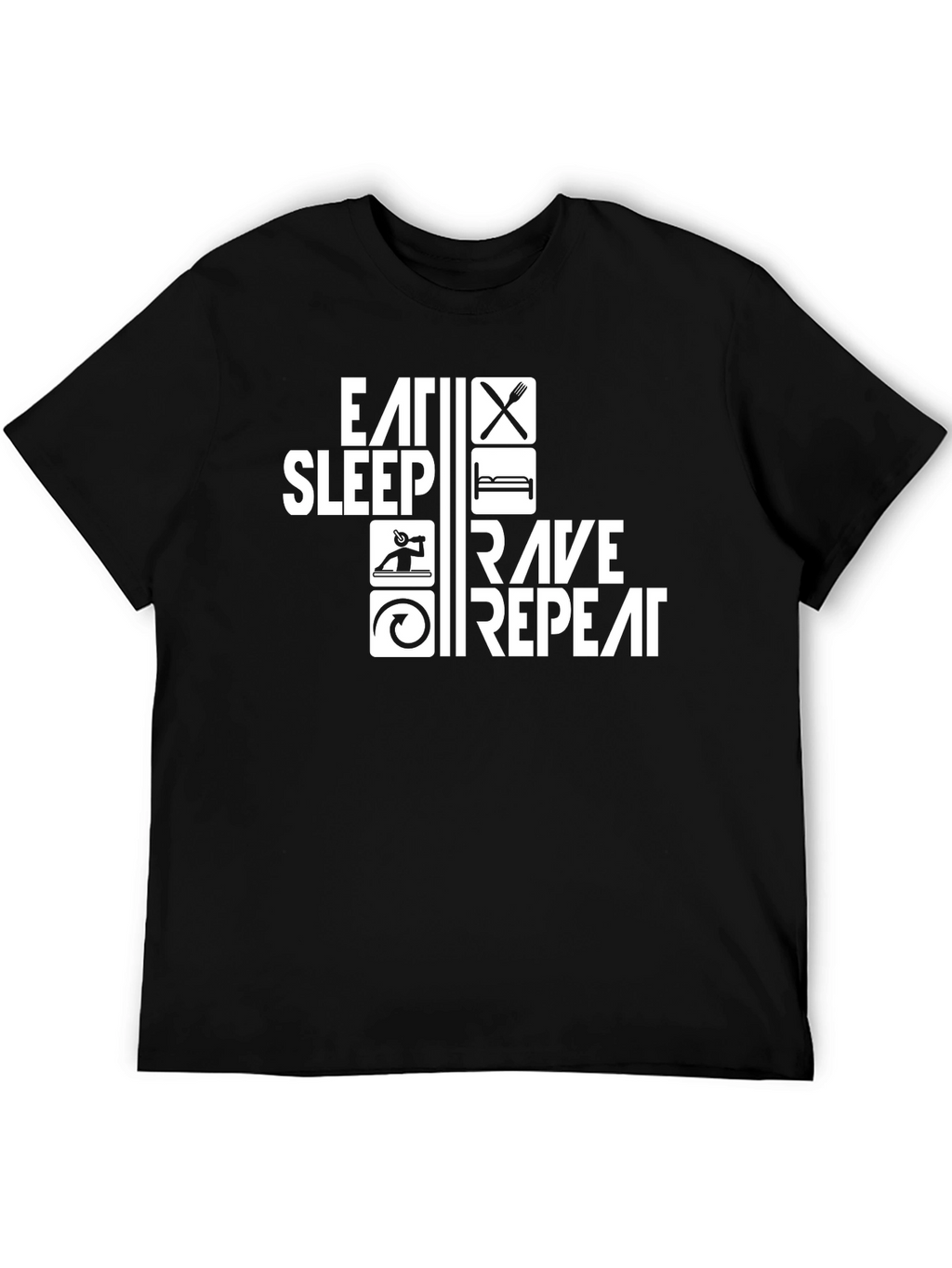 Eat Sleep Rave Repeat Black Graphic Tee