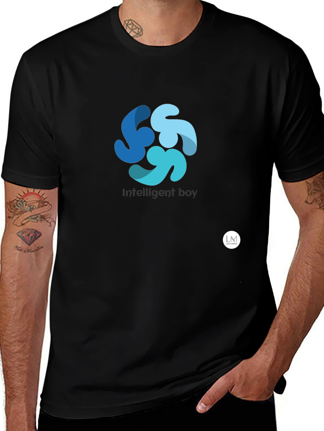 Mens Black Graphic Tee - Intelligent Boy Design