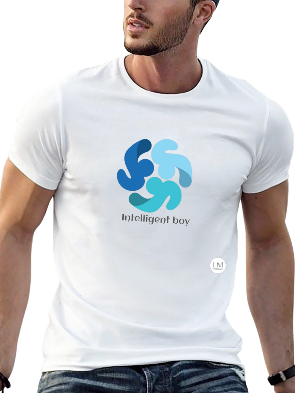 Mens Black Graphic Tee - Intelligent Boy Design