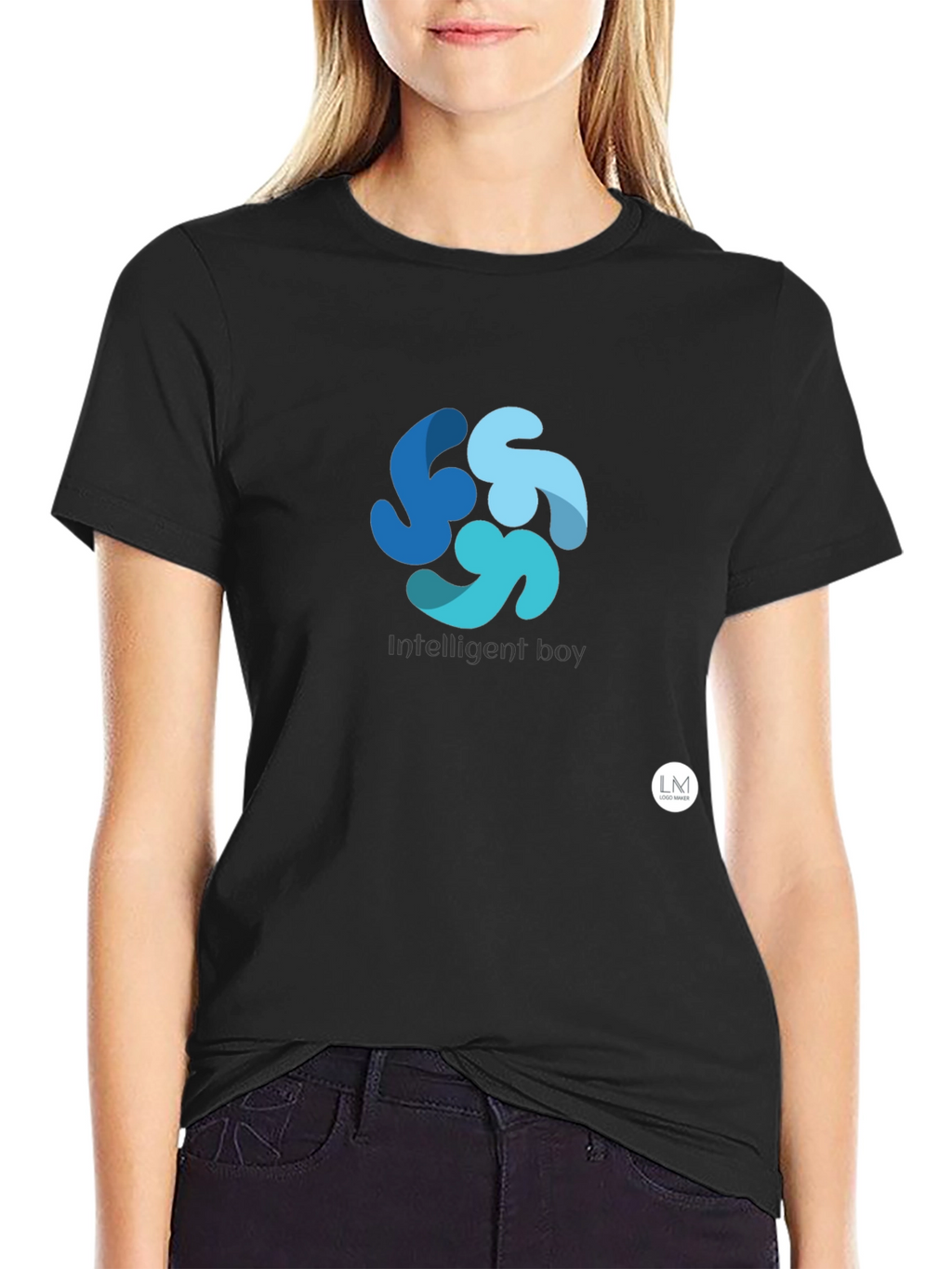 Mens Black Graphic Tee - Intelligent Boy Design