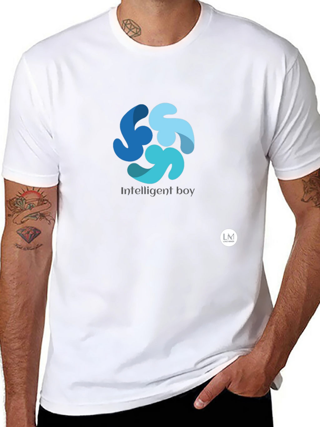 Mens Black Graphic Tee - Intelligent Boy Design