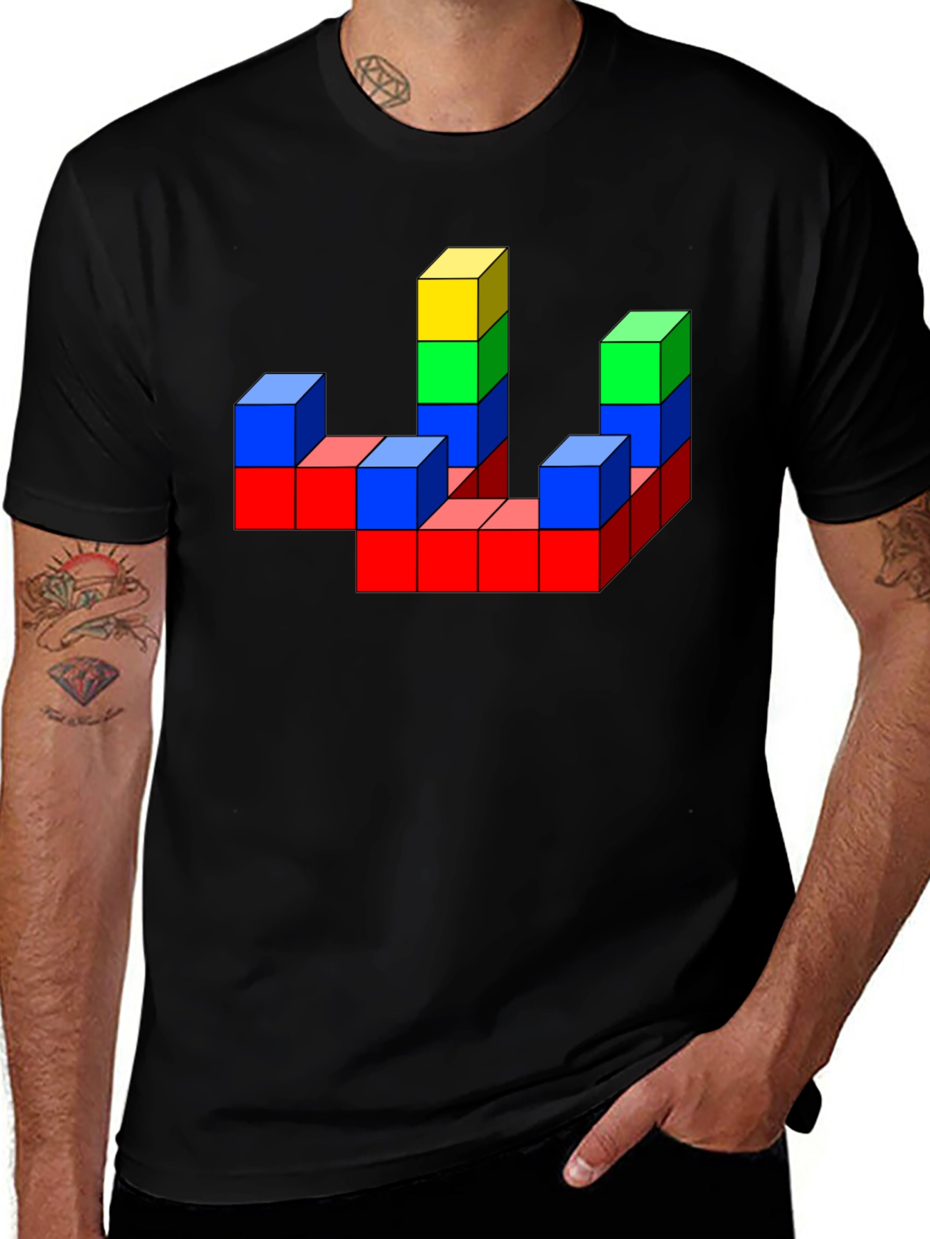 Retro Blocks T-Shirt - Geometric Design