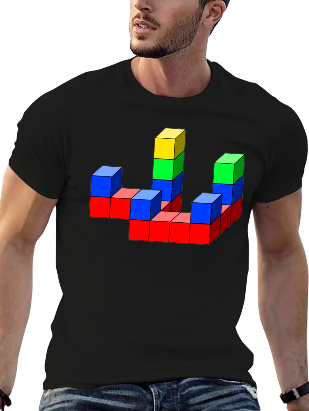 Retro Blocks T-Shirt - Geometric Design