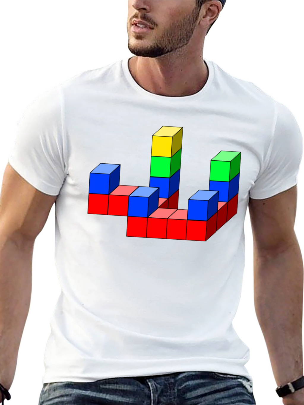 Retro Blocks T-Shirt - Geometric Design