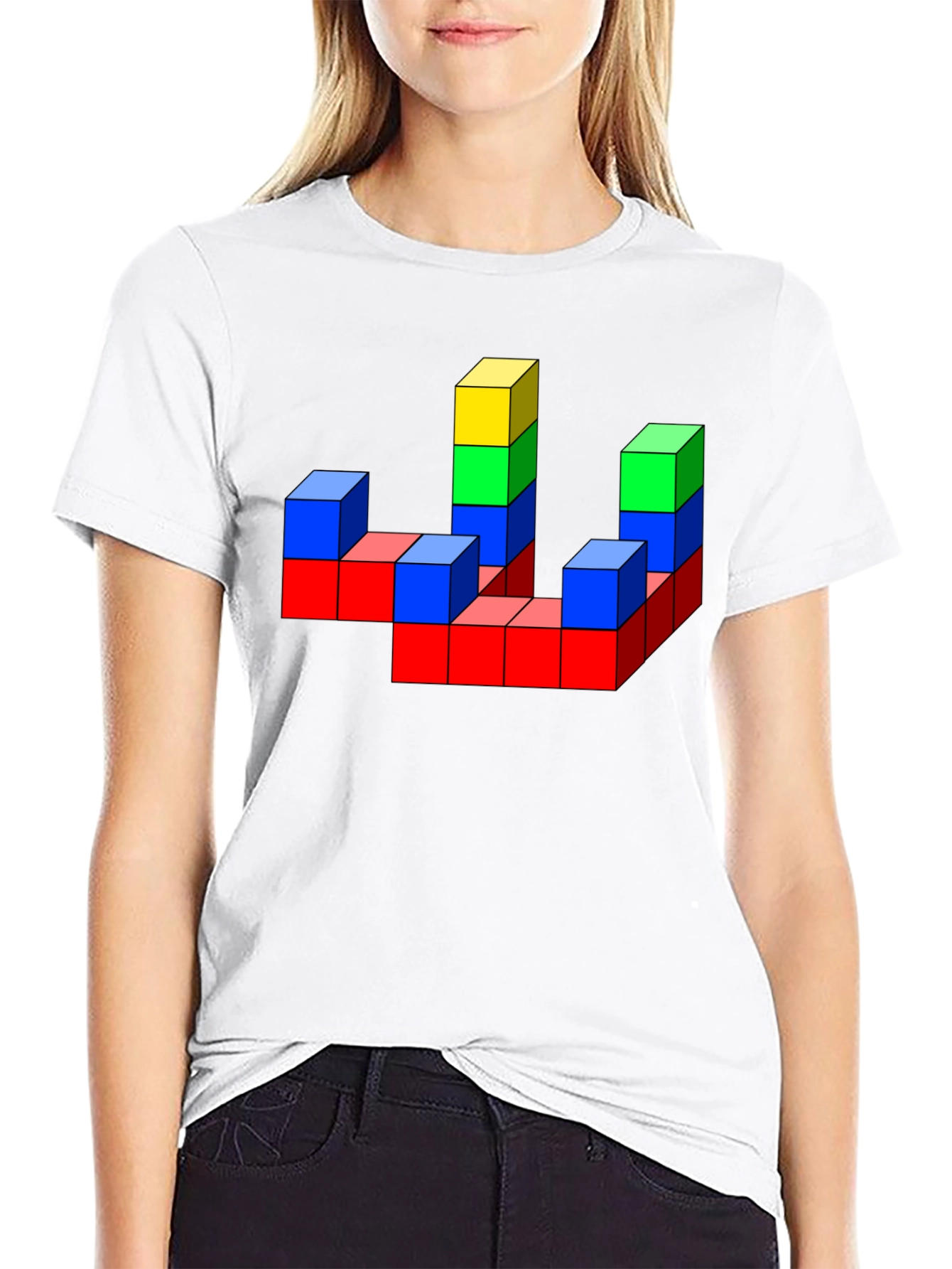 Retro Blocks T-Shirt - Geometric Design