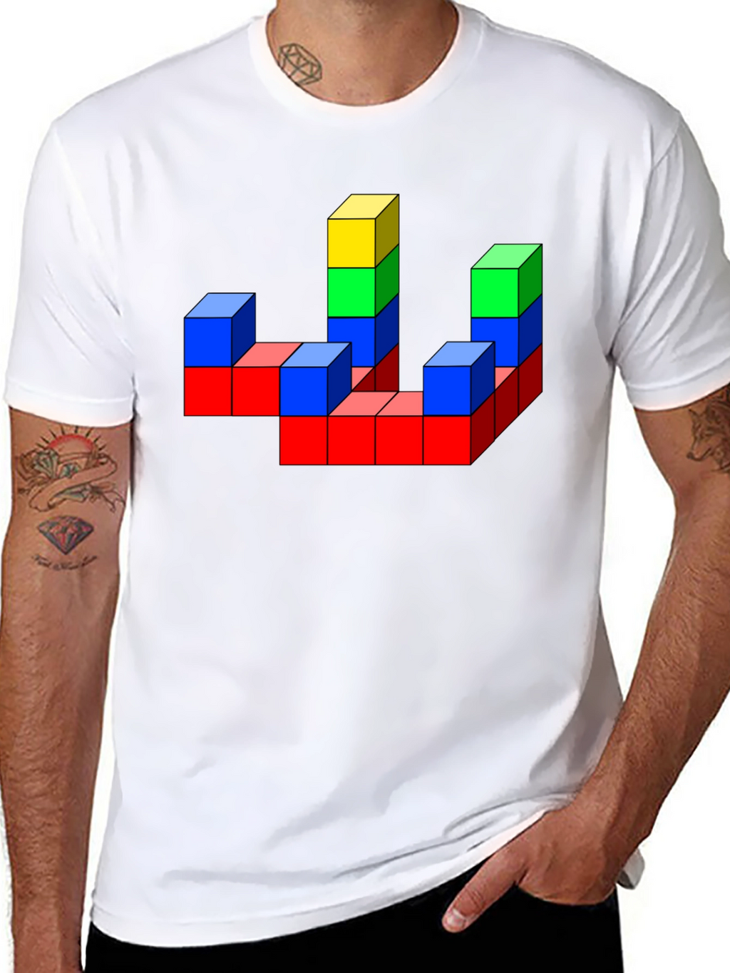Retro Blocks T-Shirt - Geometric Design