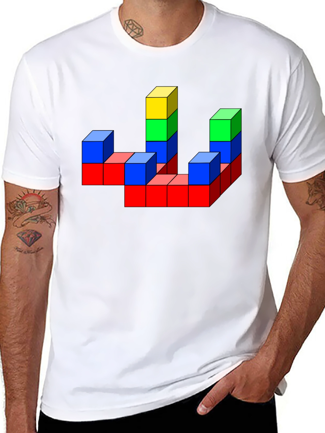 Retro Blocks T-Shirt - Geometric Design
