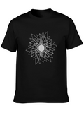 Geometric Flower of Life T-Shirt - Black