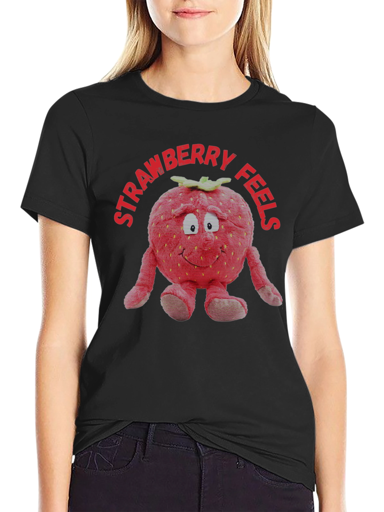 Strawberry Feels T-Shirt | Funny Fruit Plush Graphic Tee