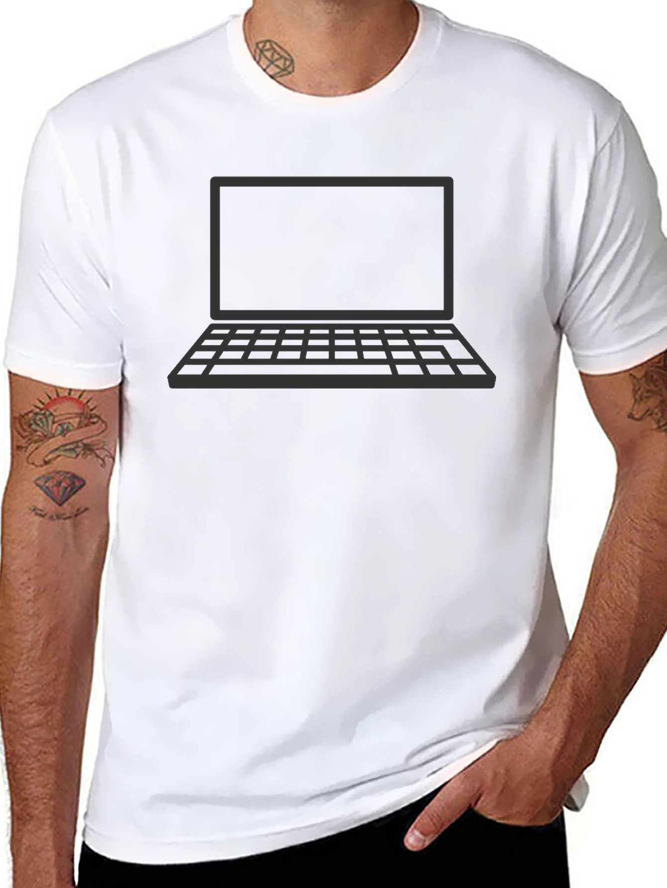 Tech Geek Laptop Graphic T-Shirt - Black