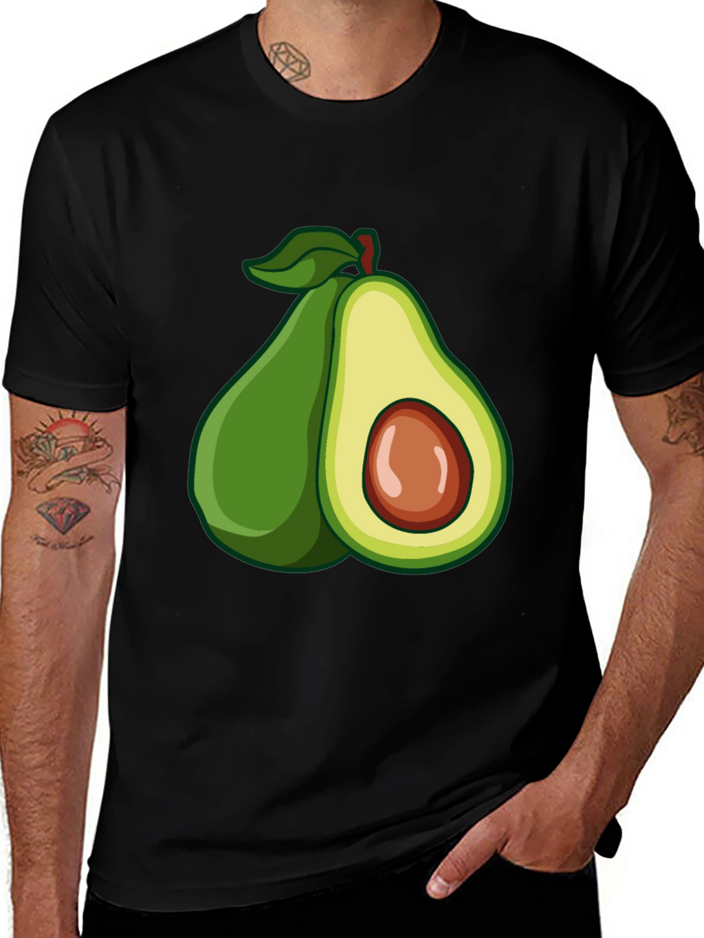 Avocado Graphic Black T-Shirt