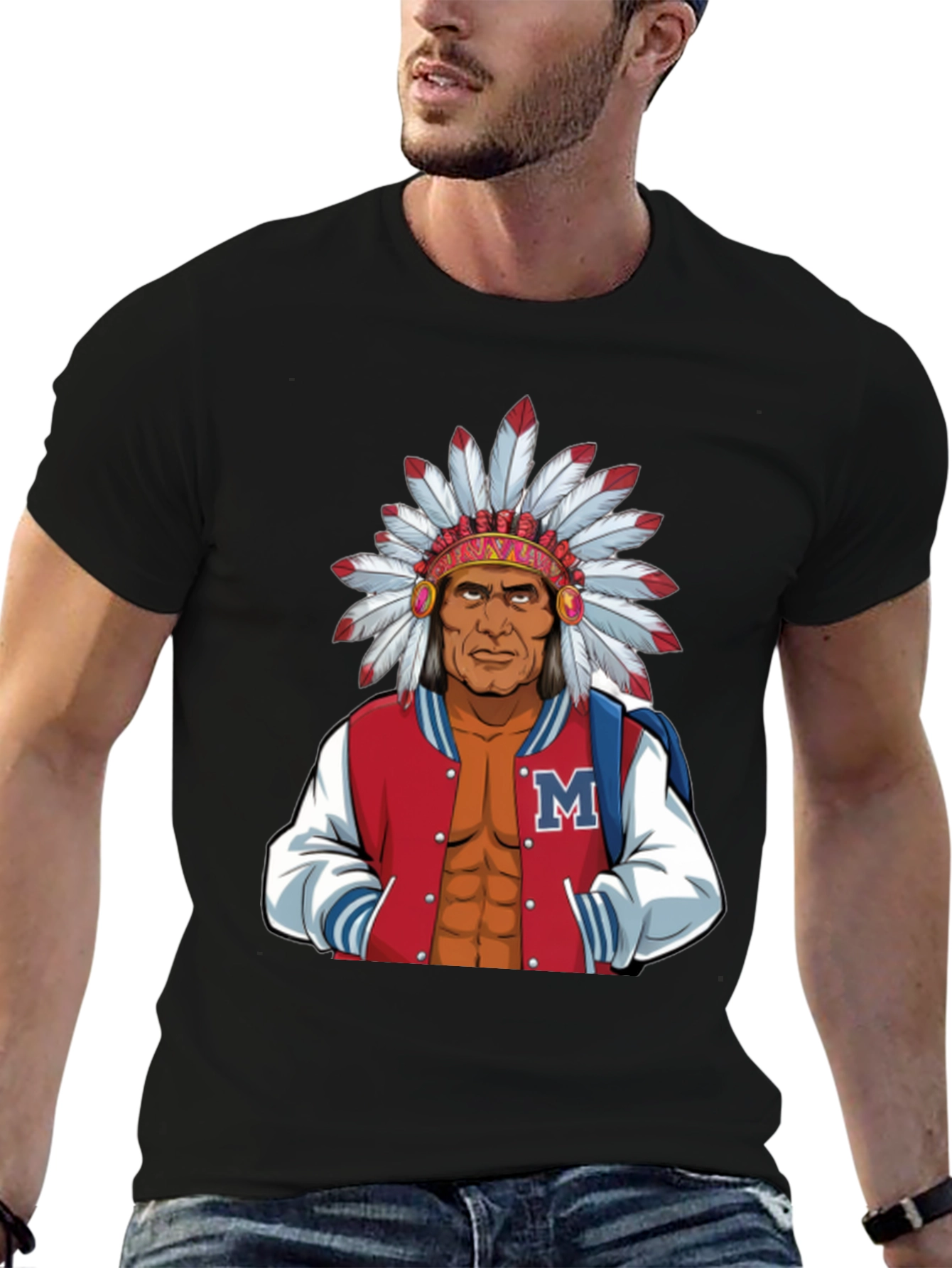 Indian Chief Varsity Jacket Graphic T-Shirt