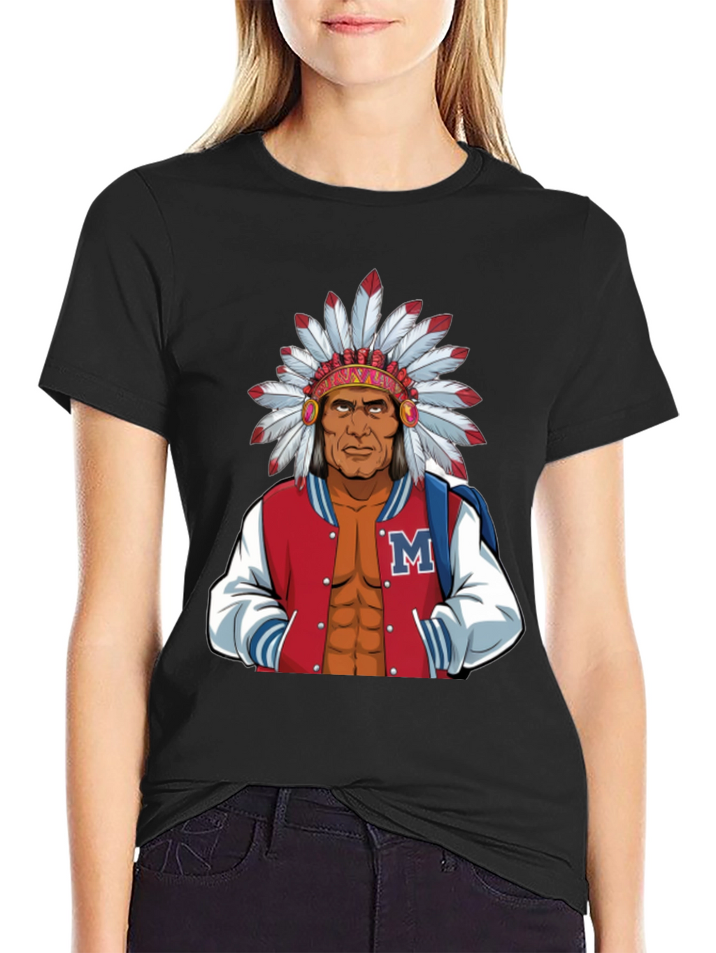 Indian Chief Varsity Jacket Graphic T-Shirt