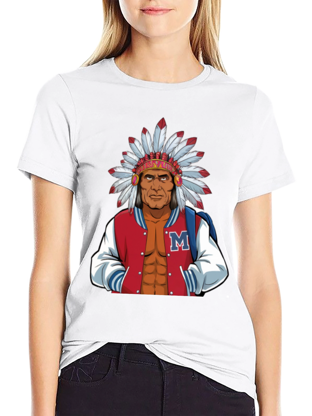 Indian Chief Varsity Jacket Graphic T-Shirt