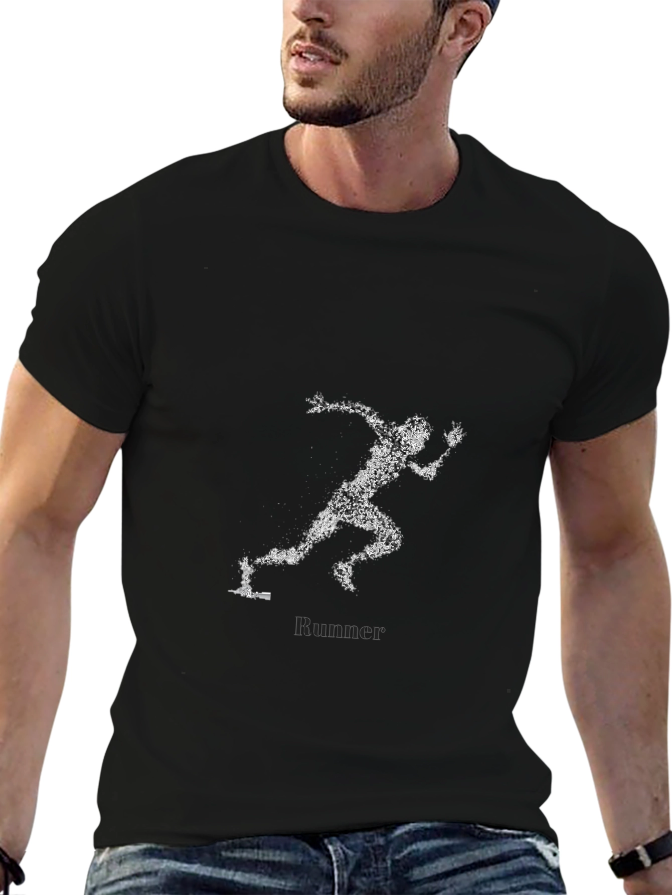 Mens Black Runner Graphic T-Shirt