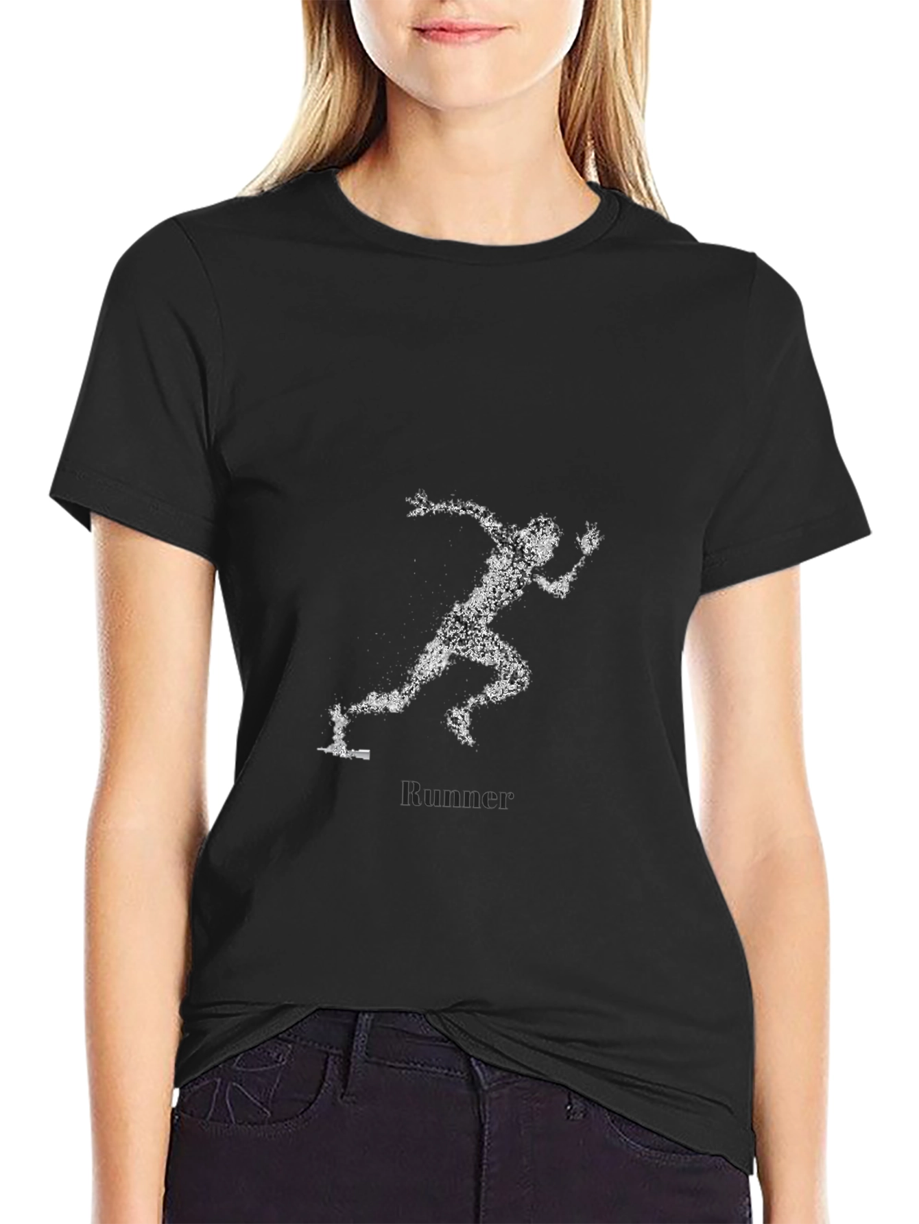 Mens Black Runner Graphic T-Shirt
