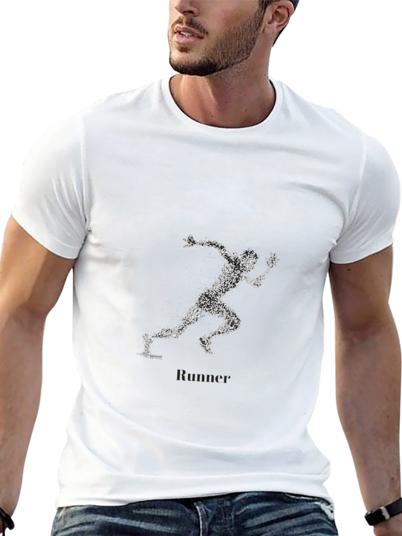 Mens Black Runner Graphic T-Shirt