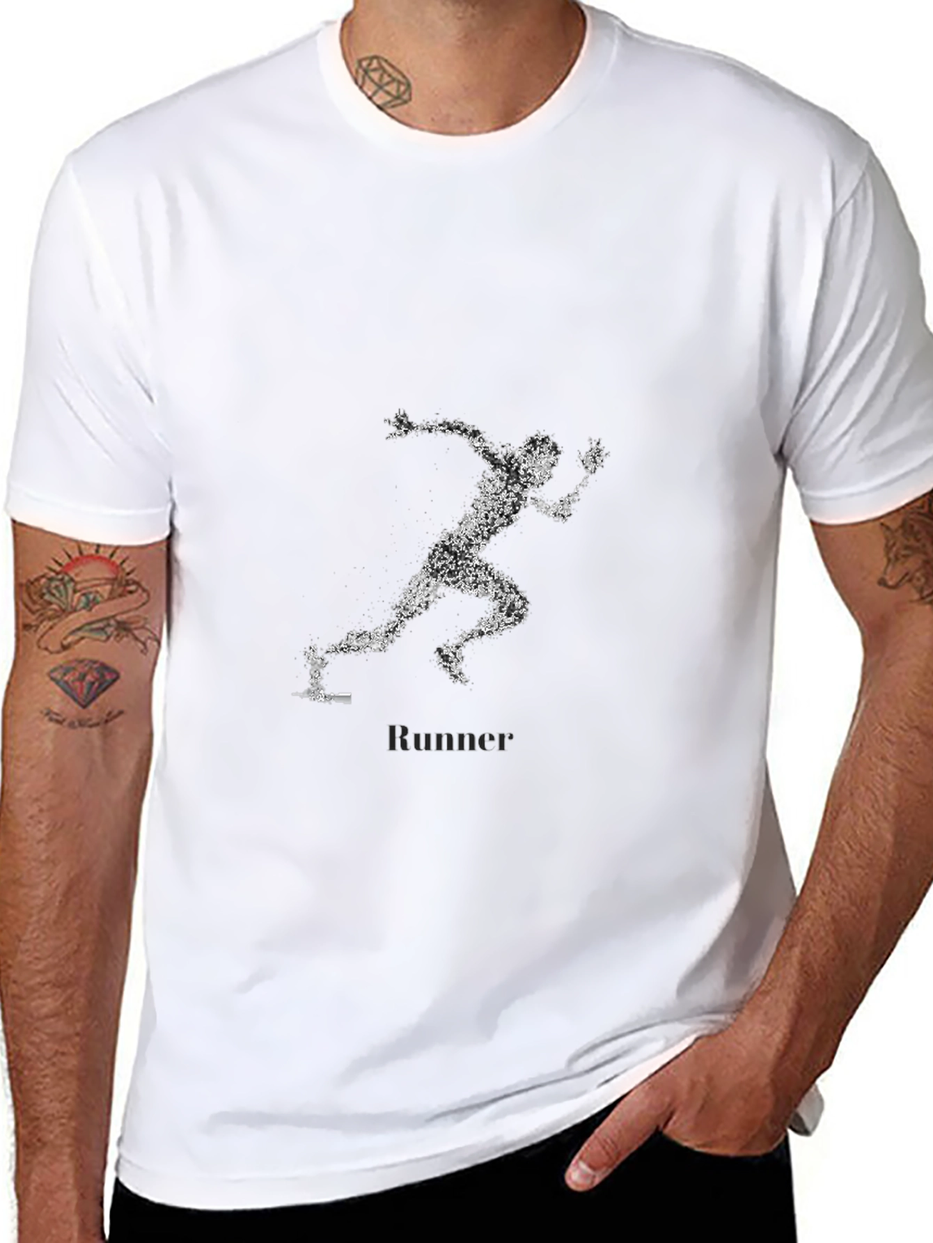 Mens Black Runner Graphic T-Shirt