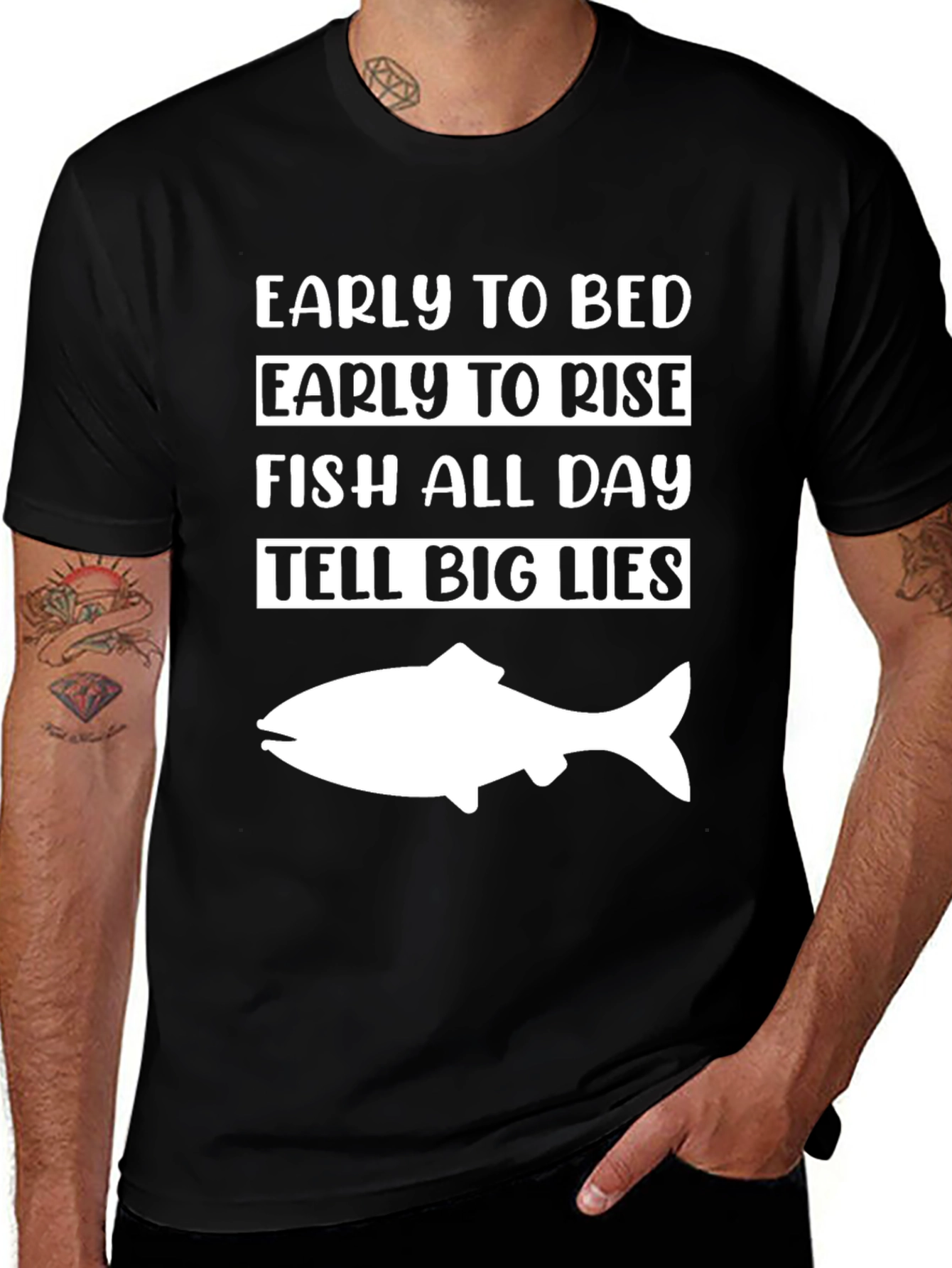 Early to Bed Fish All Day Tee